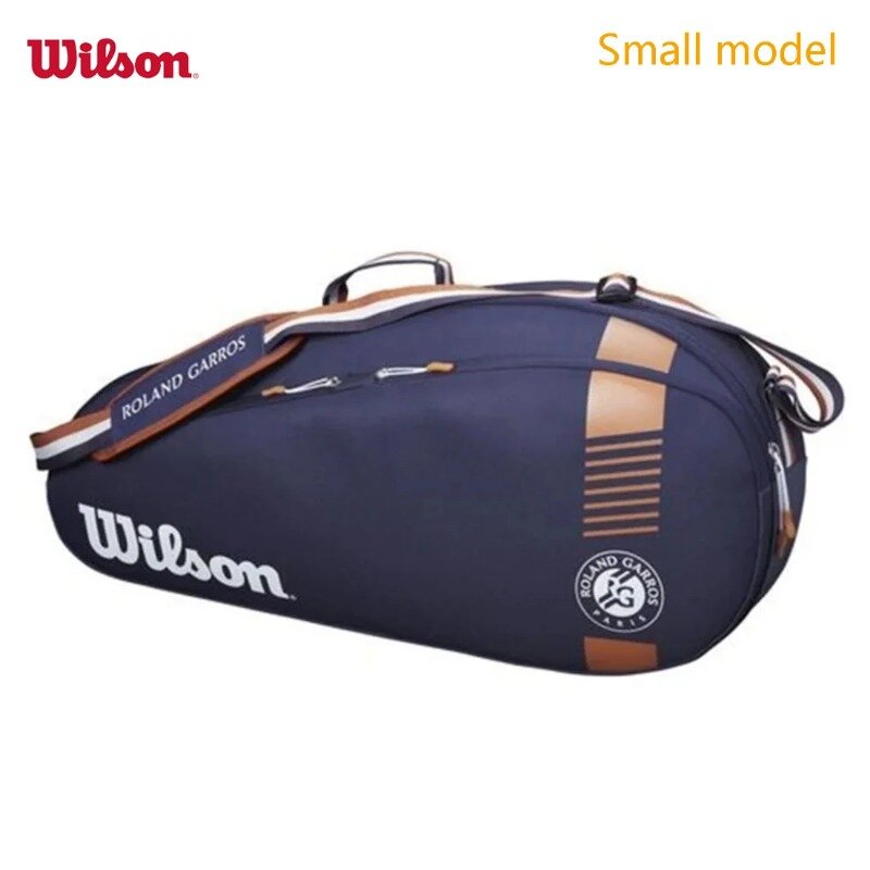 윌슨 롤랜드 가로스 투어 2023 디자인 테니스 가방, 팀 3-6 PK 네이비 경량 테니스 라켓 가방, 신발 포켓 포함