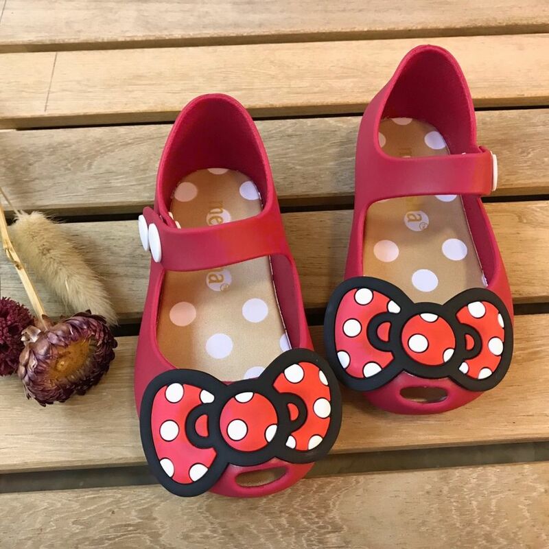 Disney เด็กรองเท้าแตะ Minnie การ์ตูน Sepatu Kebun 1-6ปีกันน้ำสีแดงสีดำขนาด20-31