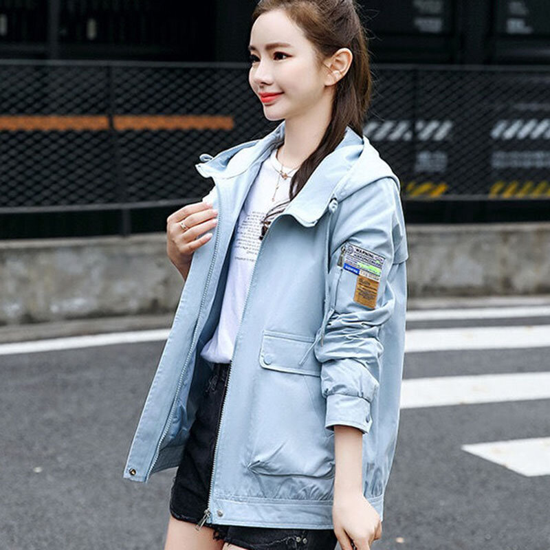 Abrigo con capucha para mujer, chaqueta holgada de estilo coreano, para estudiantes, primavera y otoño, 2022