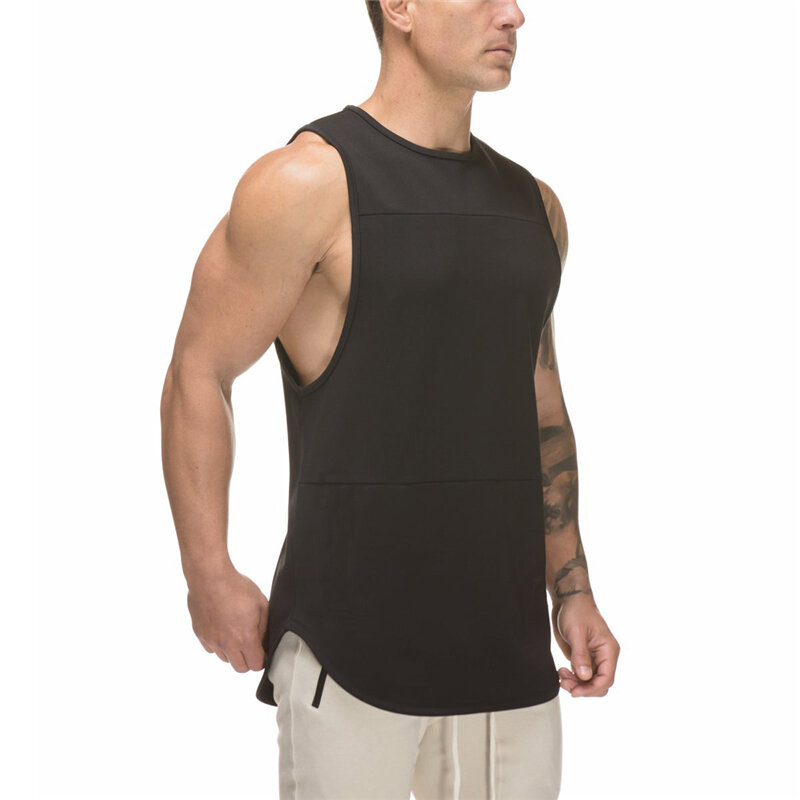 2023 model panas atasan Tank elastis tanpa lengan leher O kasual pria musim panas Mesh sejuk cepat kering kaus otot kebugaran Gym