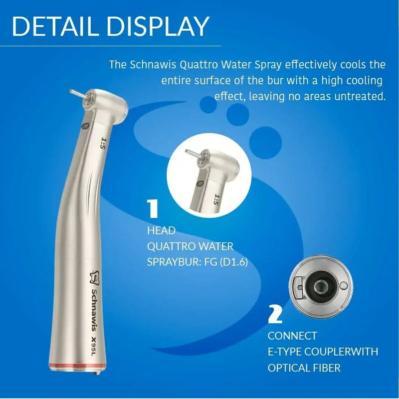 X95l Dental gegen Gegenwinkel antike zunehmende Geschwindigkeit Handstück LED Glasfaser Handstück Innen wasser roter Ring Contra angulo Werkzeug