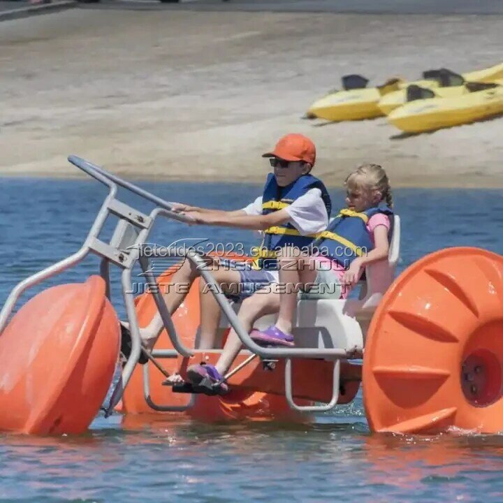 Estante de aluminio resistente al agua de mar para entretenimiento familiar, 3 ruedas grandes, pedal de agua, triciclo, bicicleta