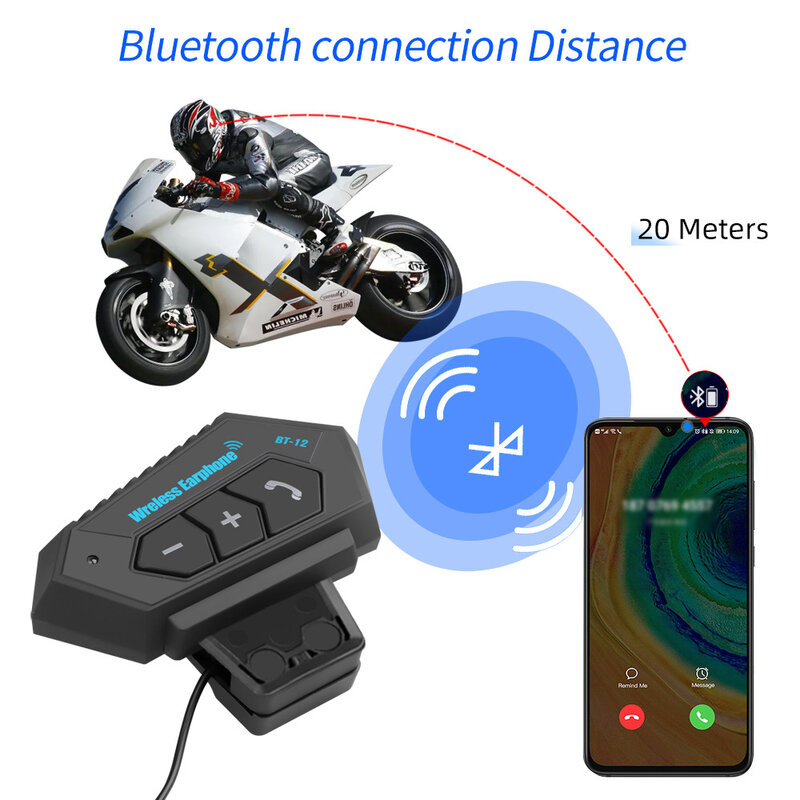Motorcycle Helmet Headset Bluetooth Wireless Hands-free Call Kit Stereo Noise Cancel Waterproof Music Player Speaker Headphone