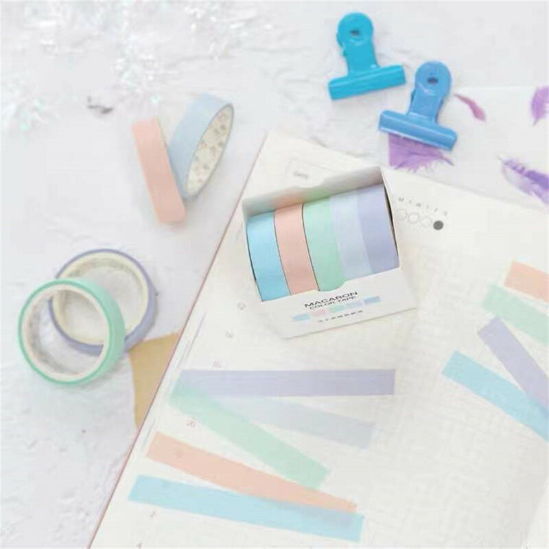 5 teile/schachtel einfarbiges Washi Tape Set für DIY Scrap booking Dekor Junk Journal Collage Fotoalbum Masking Tape Briefpapier