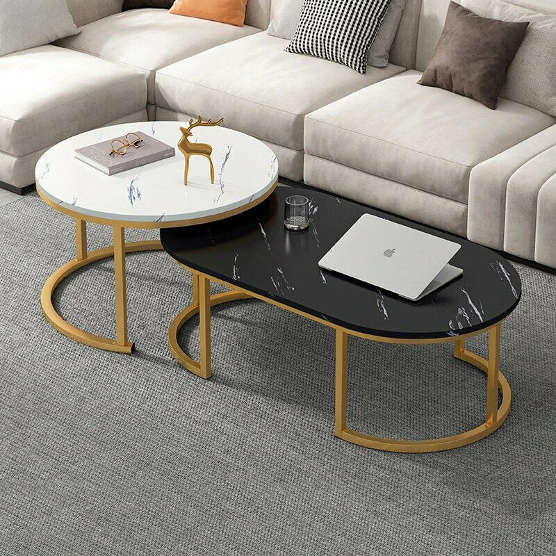 Luxury Coffee Tables Set Set Of 2 Living Room Sofa Side Creative Oval Round Coffee Table Modern Mesa Centro Salon Dining Table