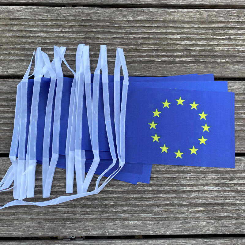 Xvggdg Unia Europejska flagi dekoracyjne 14x21cm 20 sztuk/zestaw proporzec EU String flags Banner chorągiewki święto imprezowe