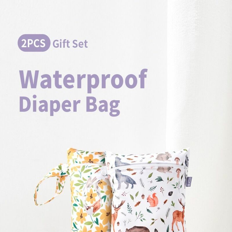 2pcs/Set Waterproof Nappy Dry Bags Mini 18*25cm PUL Wet/Dry Bags Diapers Inserts Double Zippered Baby Diaper Bags Cloth Diaper
