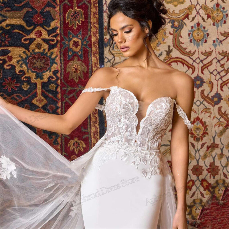 Wykwintne suknie ślubne satynowe suknie ślubne koronkowe aplikacje kochanie z ramienia szaty dla panny młodej Vestidos De Novia 2024