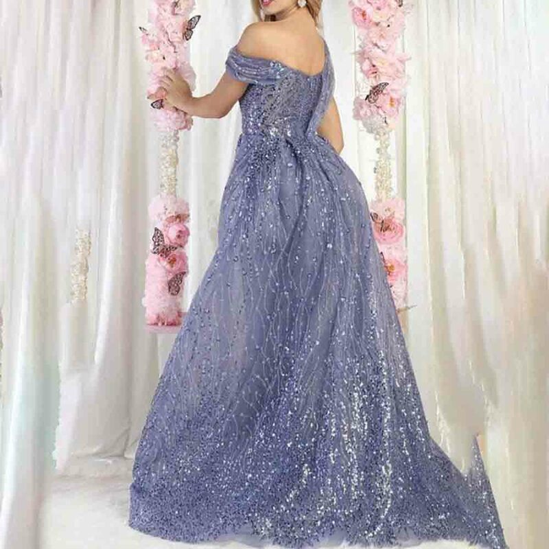 A-Line Beaded Convertible Wide Strap Mid-Open Back Zipper Pleated Overskirt Sweep Train Evening Gown