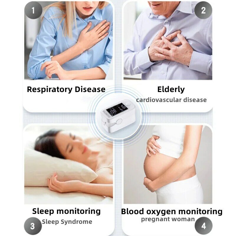 Oxymètre de pouls numérique médical avec pince à doigt, affichage LED, éventuelles Nings, PR PI, moniteur de fréquence cardiaque, moniteur de sommeil, compteur de saturation en oxygène sanguin