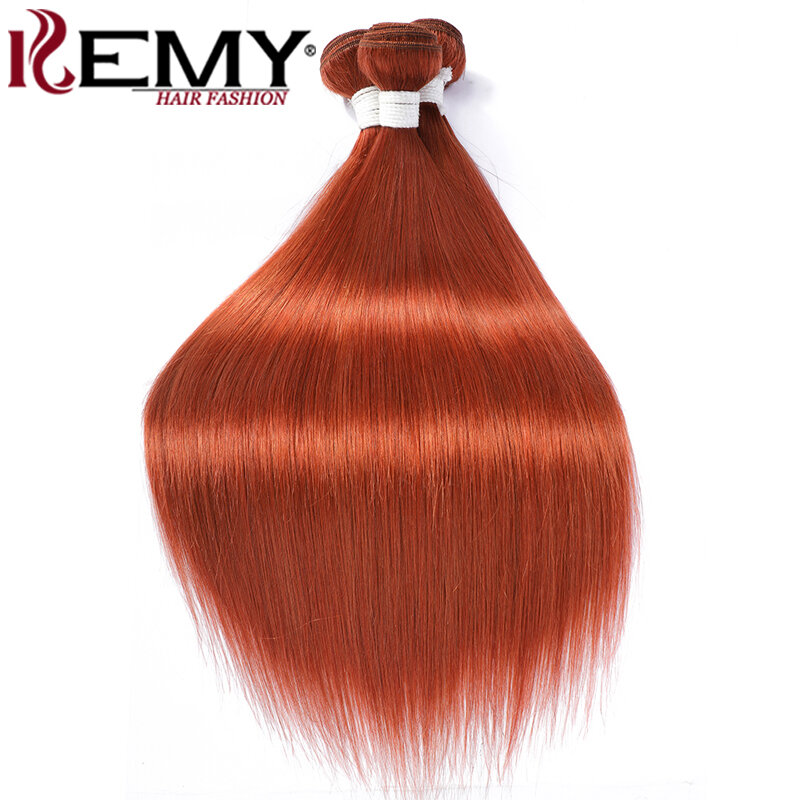Pasma prostych włosów z zamknięciem imbir pomarańczowy kolor 100% ludzkie włosy splot wiązki z zamknięciem brazylijski do przedłużania włosów Remy