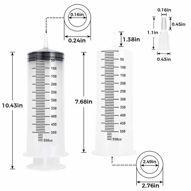 Jarum suntik multifungsi 100ml-550ml, kapasitas besar dengan 100cm pompa selang mengukur injektor yang dapat dicuci untuk cairan lem minyak pemberi makan hewan peliharaan