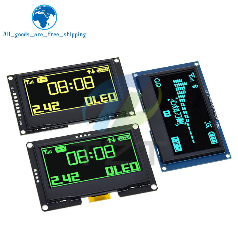 وحدة عرض OLED لشاشة Arduino UNO R3 ، واجهة تسلسلية ، من من من من من من ، إلى x 64 ، شاشة LCD sd1309 ، 7 دبوس ، SPI ، IIC ، I2C