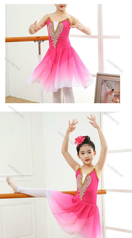 Saia princesa fofa feminina, roupas de desempenho infantil, roupas de balé, céu azul