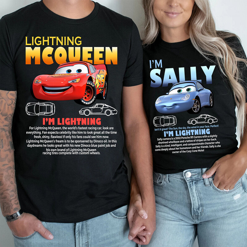 Camiseta divertida de Sally I'm Lightning Car para hombre y mujer, camisa Mcqueen 100% de algodón, ropa nueva, regalo de amor para pareja