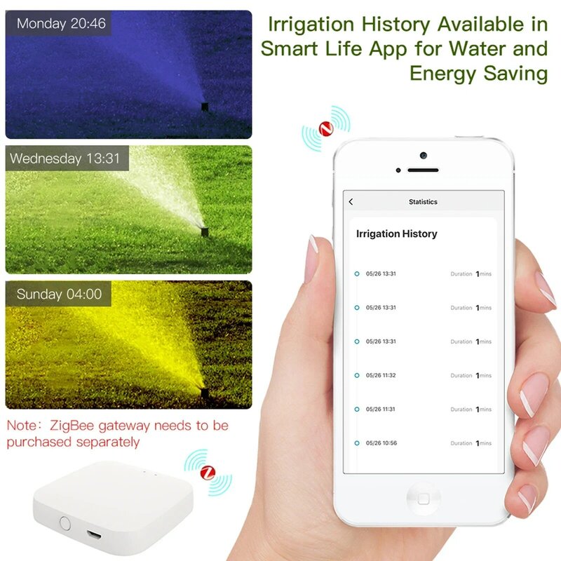 MOES ZigBee Smart Sprinkler Water Timer with 1 Outlet Rain Delay Filter Programmable Irrigation Timer Support Alexa Google Home