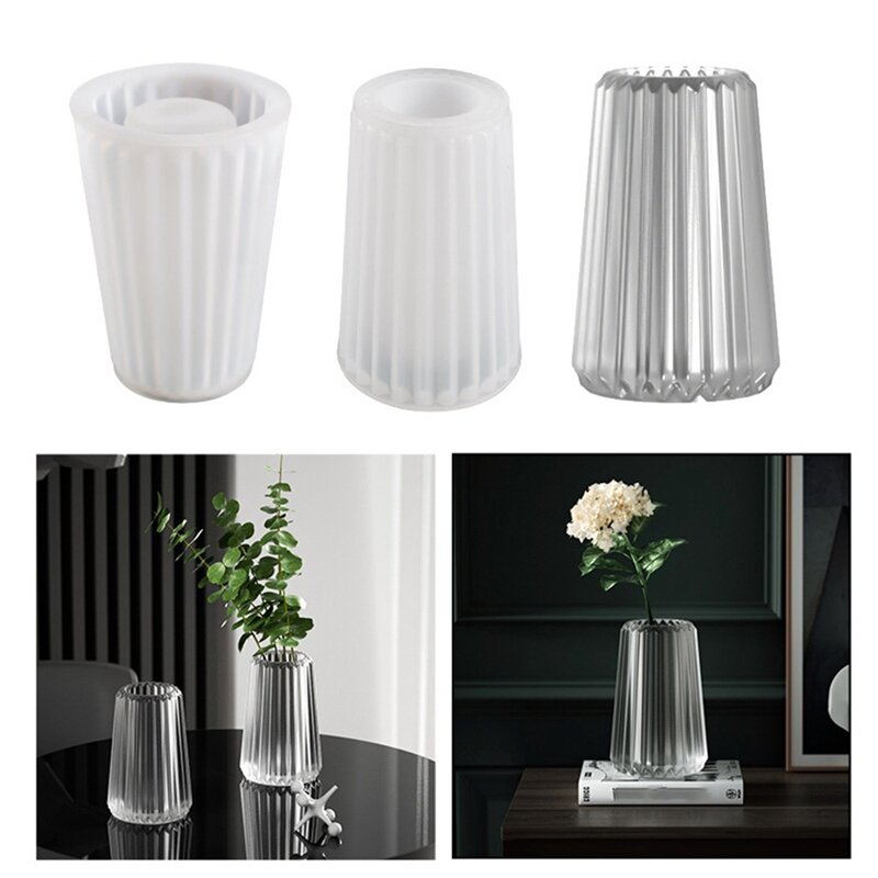 Silicone Mold Stripe Heightened Three-Dimensional Vase Pen Holder Silicone Mould Diy Crystal Epoxy Resin Molds