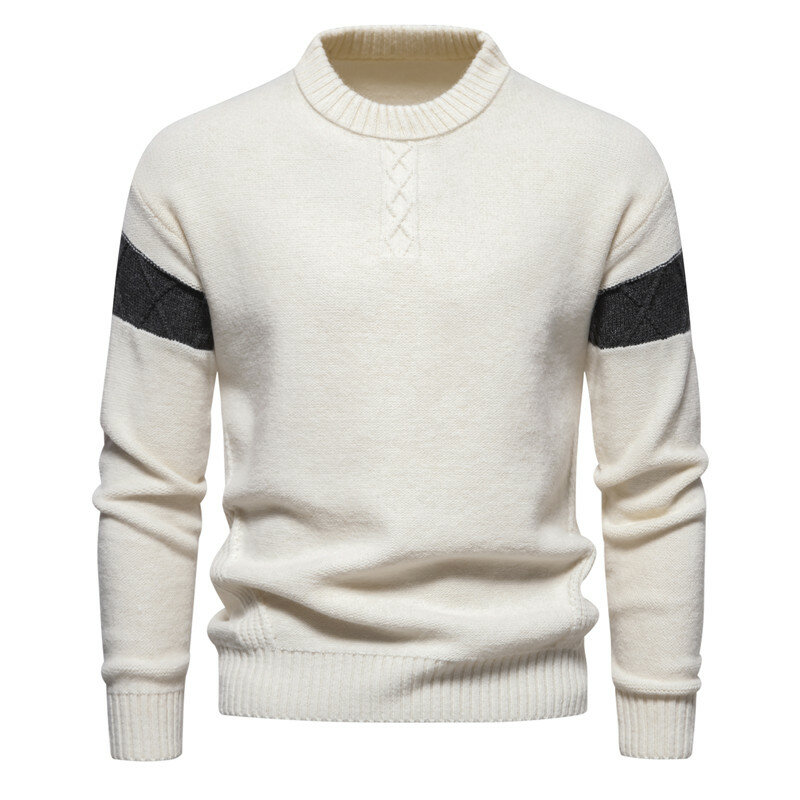 Sweater rajut pria, Sweater kasual warna Solid dan musim dingin baru, Sweater rajutan serbaguna musim gugur dan musim dingin