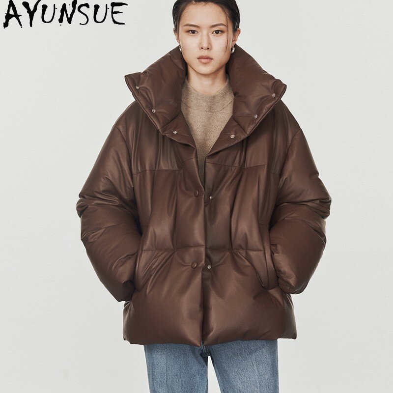 AYUNSUE-abrigo de plumón de piel de oveja auténtica para mujer, chaqueta acolchada holgada, Parkas, 100%, 2023
