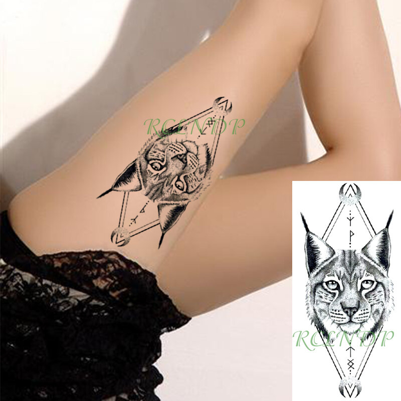 Tahan Air Stiker Tato Sementara Tiger Head Bulan Pola Geometris Panah PALSU Tattoo Lengan Leg Tato untuk Gadis Wanita Pria