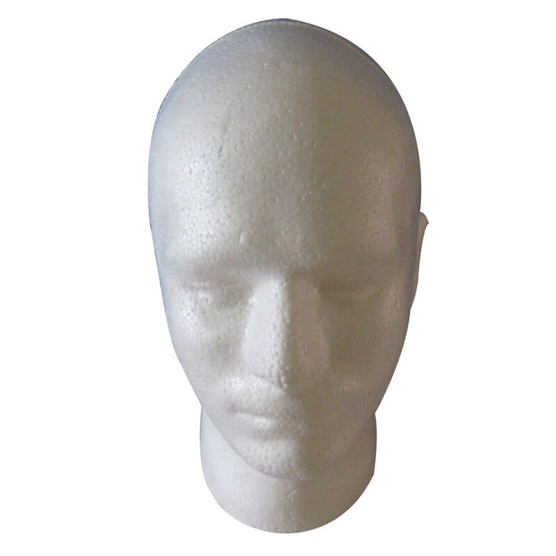 3x männliche Perücke Display Kosmetik Mannequin Kopf stehen Modell Schaum weiß
