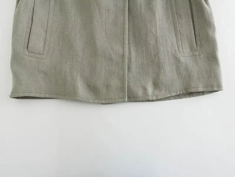 Traje de lino con cinturón para mujer, abrigo de chaleco y pantalones de pierna ancha con cintura elástica, novedad de 2024