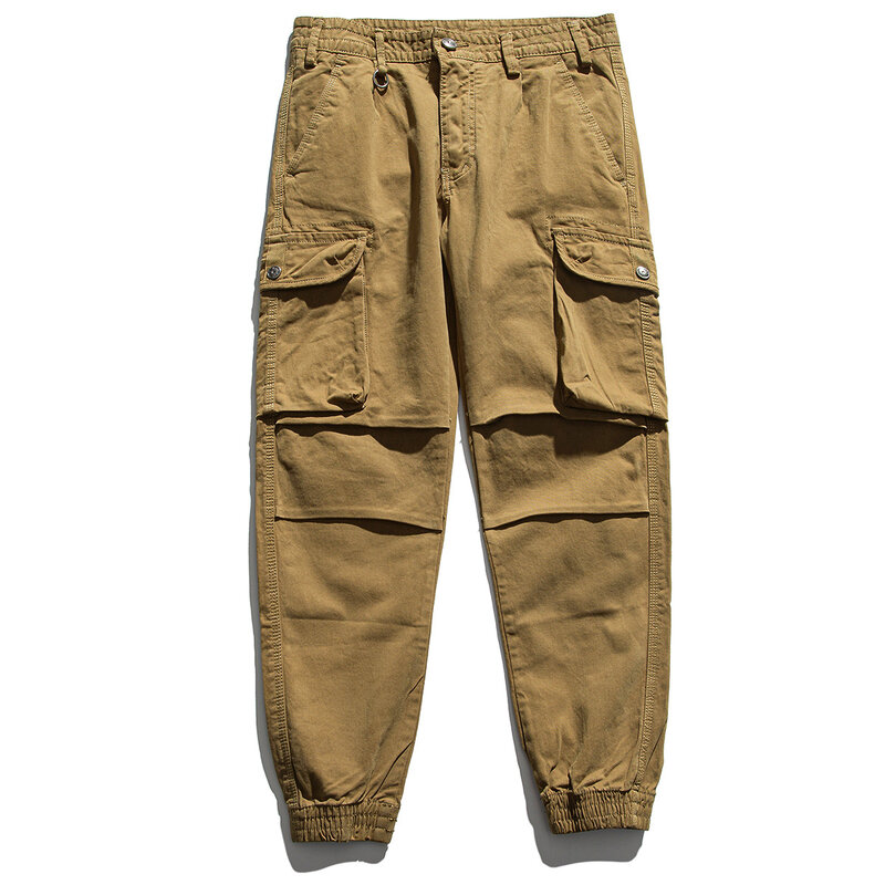 Pantaloni Cargo tattici retrò alla moda pantaloni Casual da uomo pantaloni larghi larghi tasche Streetwear abbigliamento in cotone