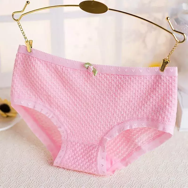 4Pcs  Candy Colors Women Breathable Underwear for Female Panties  Briefs