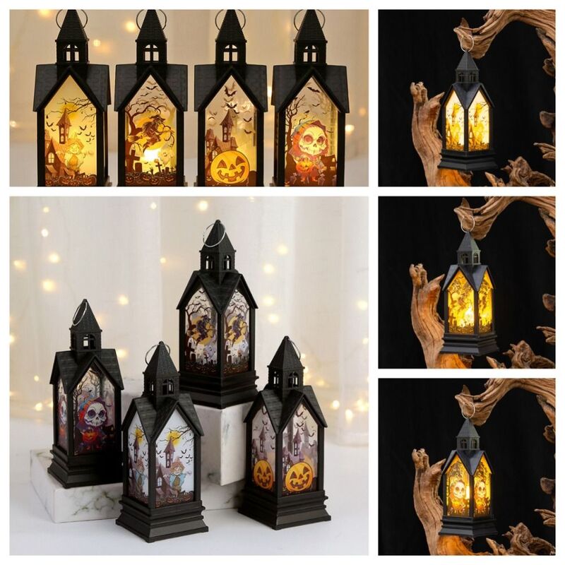 Lanterne à Vent Lumineuse pour Halloween, Vintage, Sorcière, Portable, LED, Citrouille, Accessoires de Décoration de Table