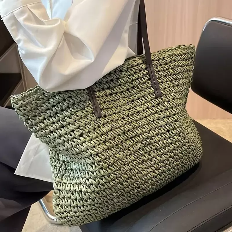 CTB4 nuove borse di totalizzatore tessute di paglia di lusso estate Casual borse di grande capacità moda spiaggia donna spalla semplice