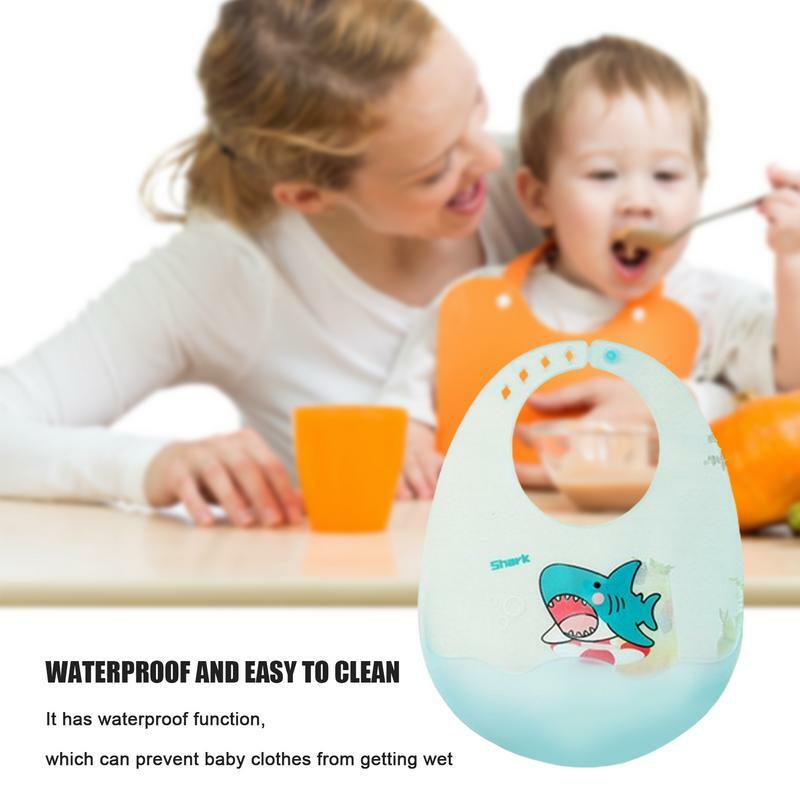 Silicone Bibs Waterproof Baby Bibs Fashionable Cartoon Animal Design Toddler Bibs Reusable Non Messy Bibs With Food Catcher