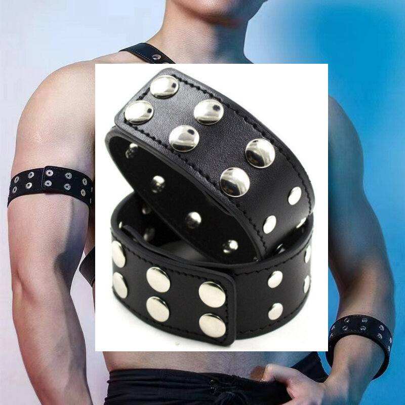 Fetish Gay Clothing Leather Arm Harness Belts  Men Body Bondage Harness Accessories Male Punk Rave Armband Party Belt