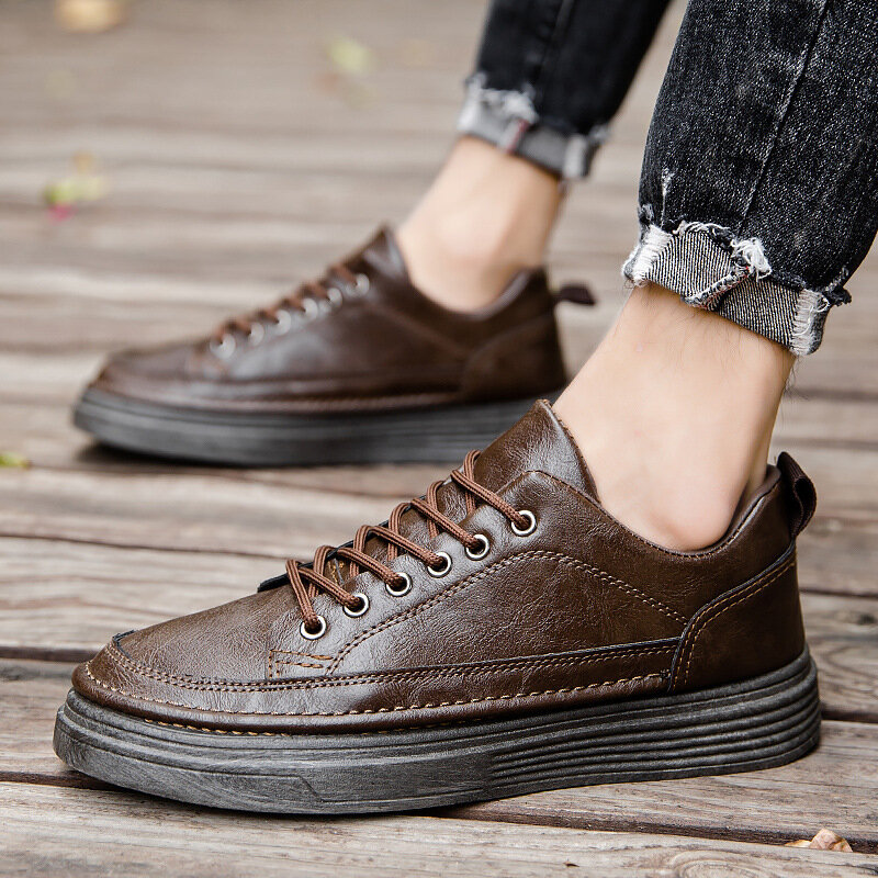 Gorąca sprzedaż męskie trampki jakości skórzane obuwie męskie wszystkie mecze Trend biznes grube buty dla mężczyzn wodoszczelne kostki Sneaker