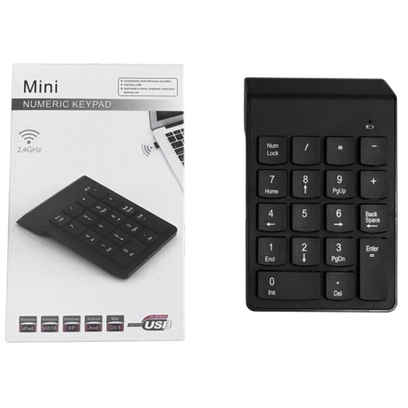 Sem fio 2.4 teclado numérico, Mini teclado do escritório, adequado para empresas e trabalhadores, Bluetooth, 18 chaves