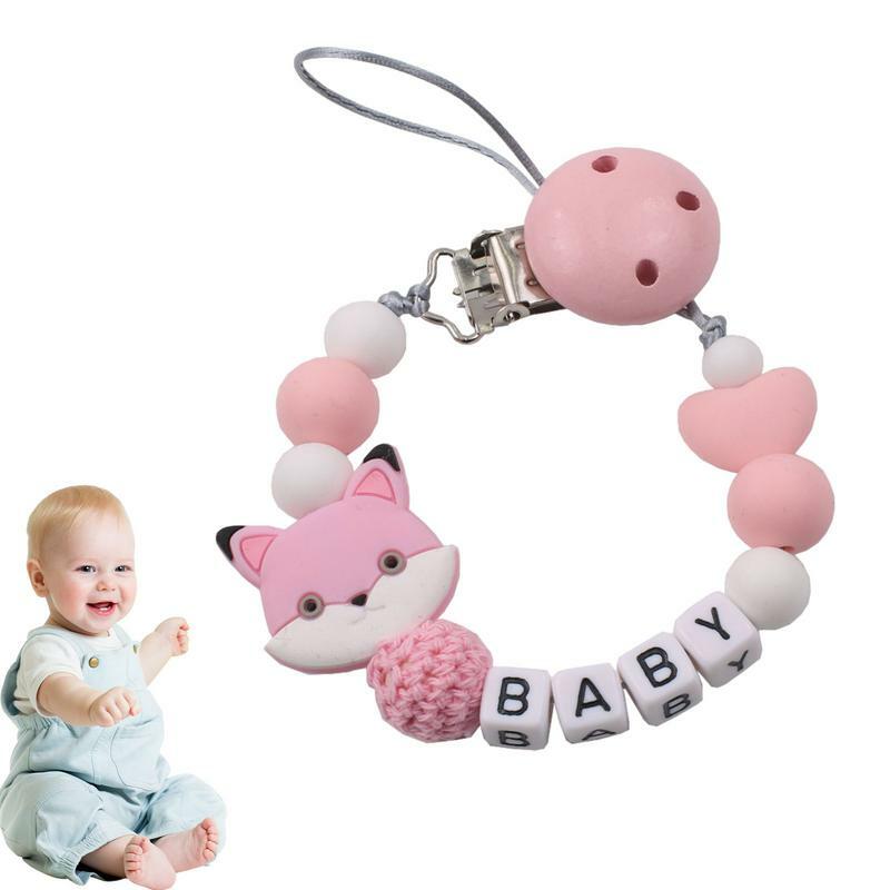 Bear Pacifier Clip Silicone Pacifier Strap With Beads Bear Design Rust-Free Holders For Baby Boy And Girl Teething Relief Gift