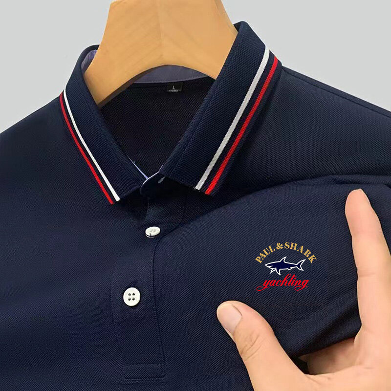Polo imprimé à manches courtes pour hommes, haut absorbant la transpiration, chemise d'affaires coréenne, t-shirt d'été, marque