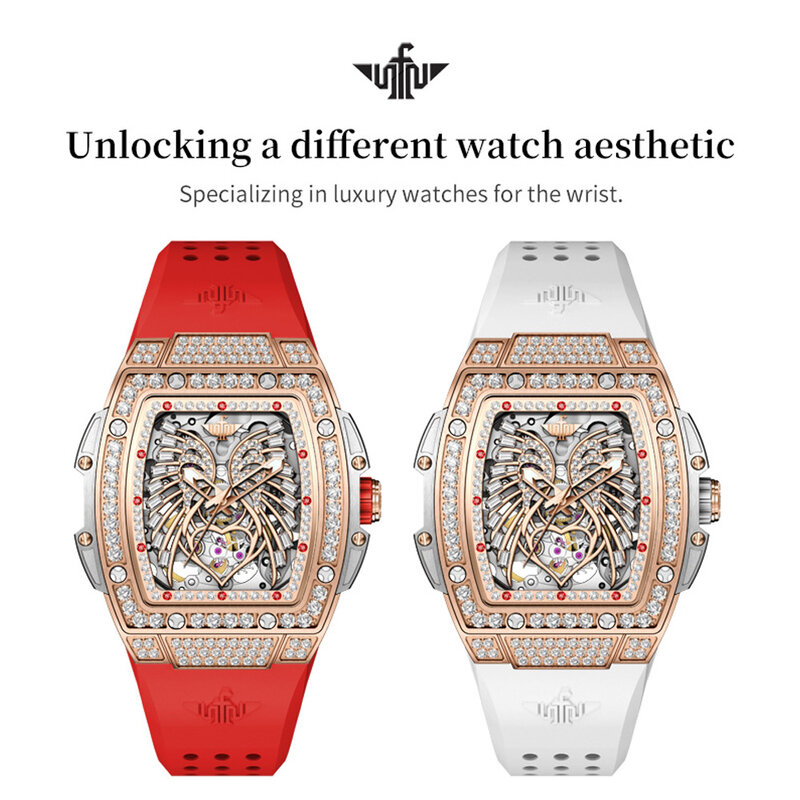 OUPINKE-relojes de lujo con esfera de diamante para mujer, reloj mecánico automático Original, resistente al agua, zafiro