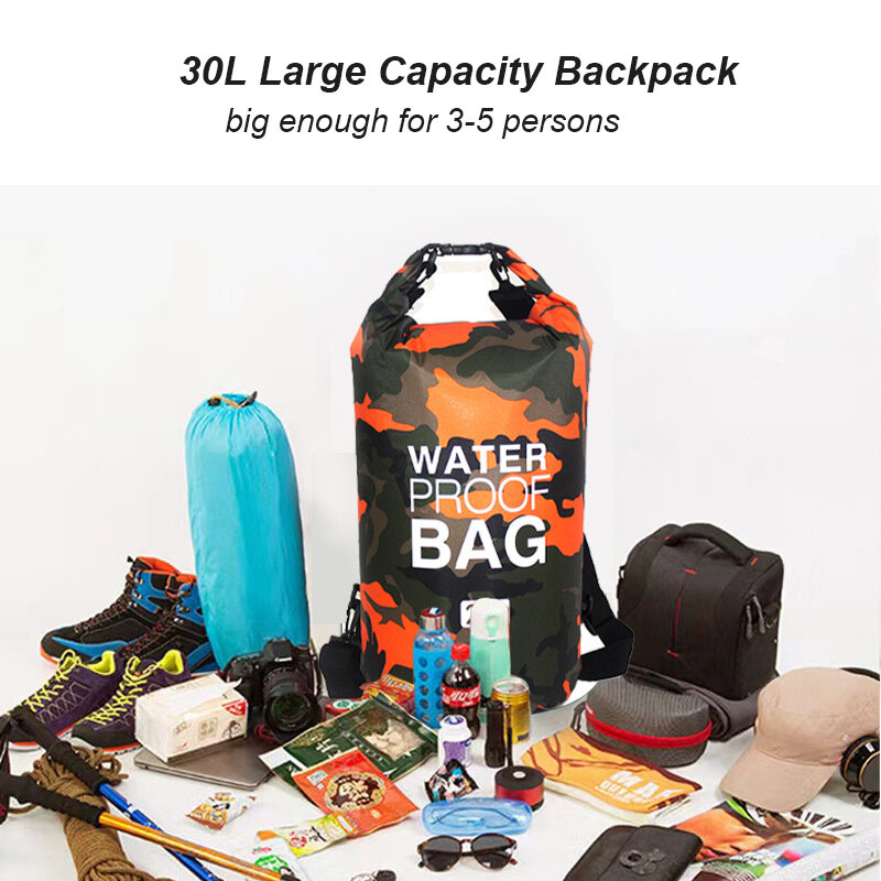 Mochila impermeable de nuevo diseño, bolsa de viaje personalizada para acampar, bolsa seca impermeable