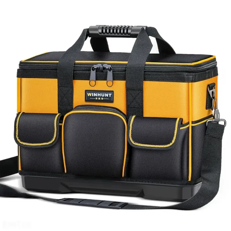 New Models Square Plastic Bottom Tool Bag with 30% More Capacity Tool Pouch Organizer Garage Storage for Electrician Carpenter