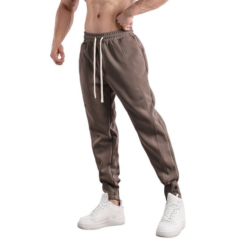 Moletom masculino com cordão, cintura elástica, calça esportiva casual, calça streetwear, calça de ginástica, moda, 2022