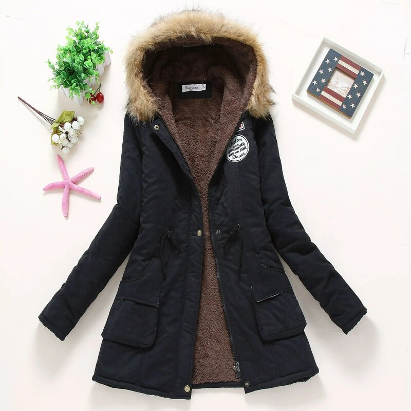 女性用の暖かいフード付きジャケット,2022,新しい冬の暖かいジャケット,女性用の無地のコート,厚いパーカー