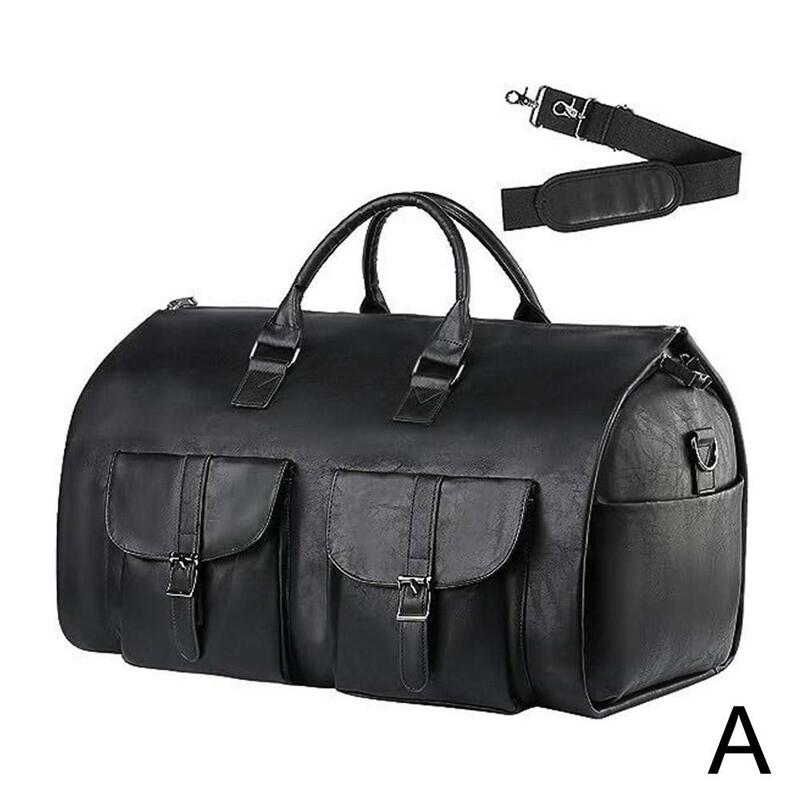 Garment Bag For Travel Pu Leather Waterproof Large Weekender Bag For Men 2 In 1 Hanging Suitcase Suit Dress Business Travel O7R0