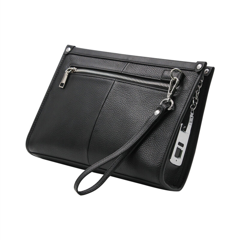 Bolsas de couro de impressão digital de moda masculina para homens bolsa de mão masculina carteiras de dinheiro longo bolsa de telefone móvel bolsas anti-roubo