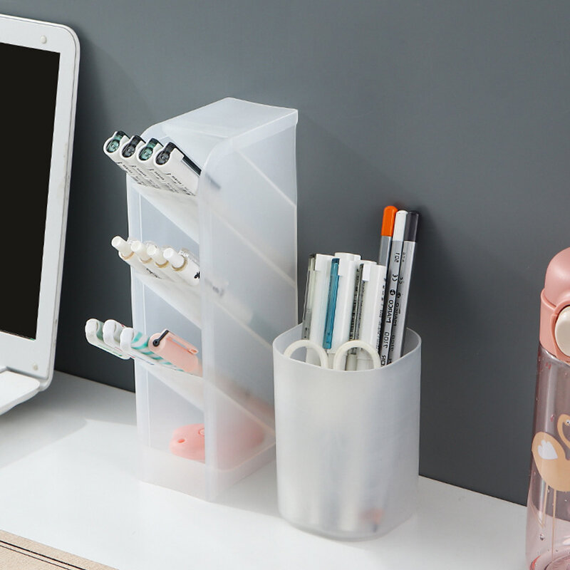 Creative Multifunctional Desktop Organizer Pen Holder Makeup Storage Box School Office Accessories Pen Holder Brush Stand