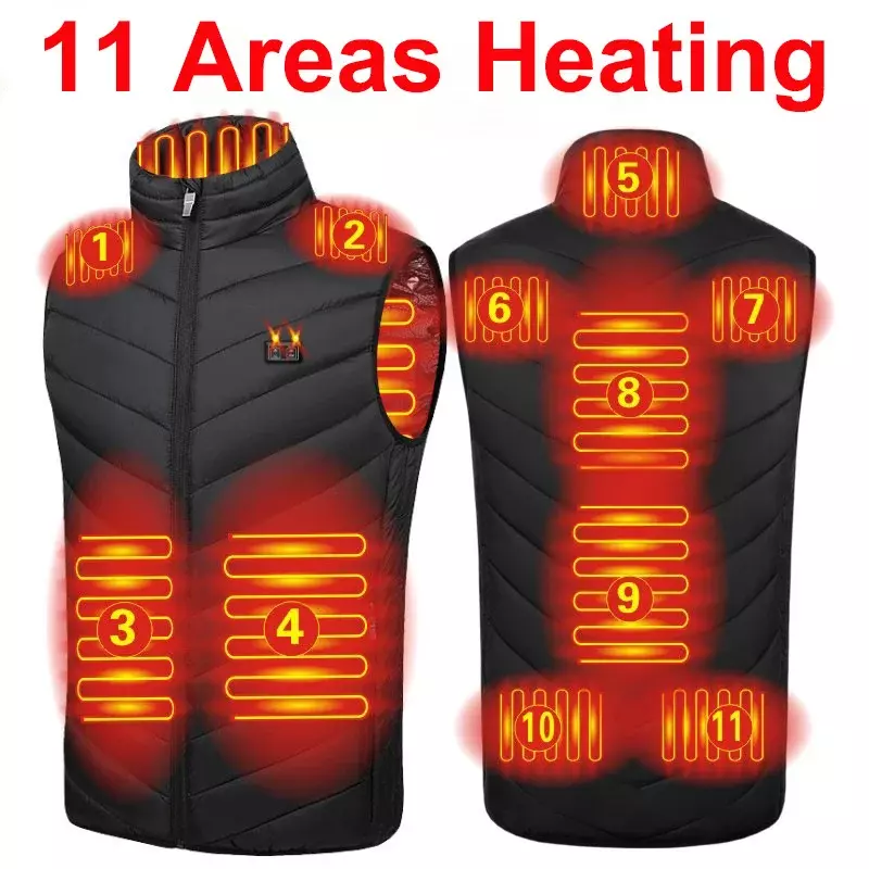男性と女性のための電気USB加熱ベスト,戦術的なサーマルベスト,13〜11の温水領域,冬のジャケット,ボディウォーマー,6xl