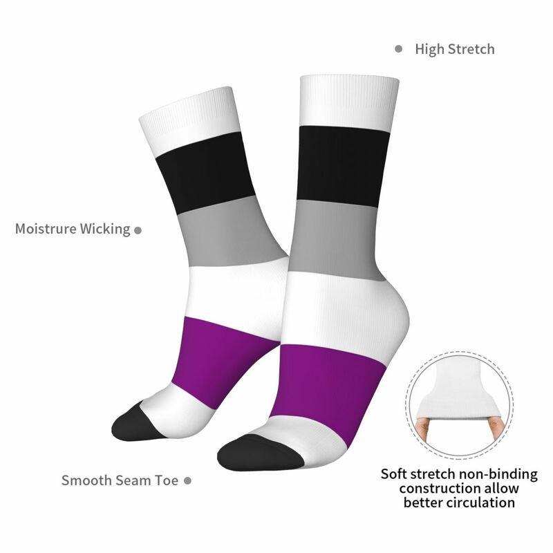 Asexual Flag Socks Harajuku Super Soft Stockings All Season Long Socks Accessories for Unisex Gifts
