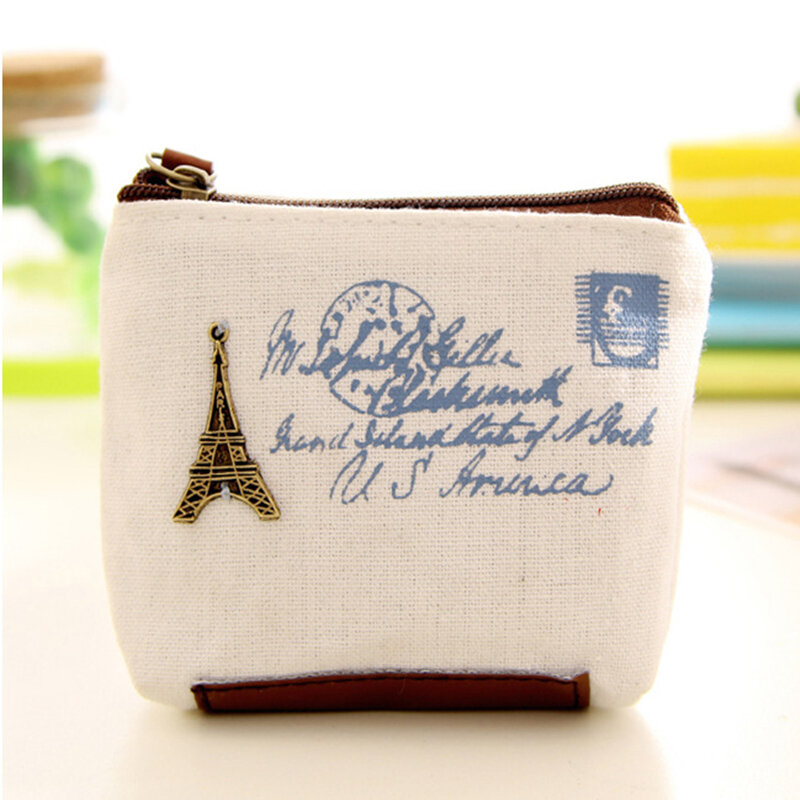 Bolsa de moedas da forma do vintage caso chave carta impressão zíper escudo pequeno quadrado bolsas de lona meninas mini bolsa carteiras para mulher