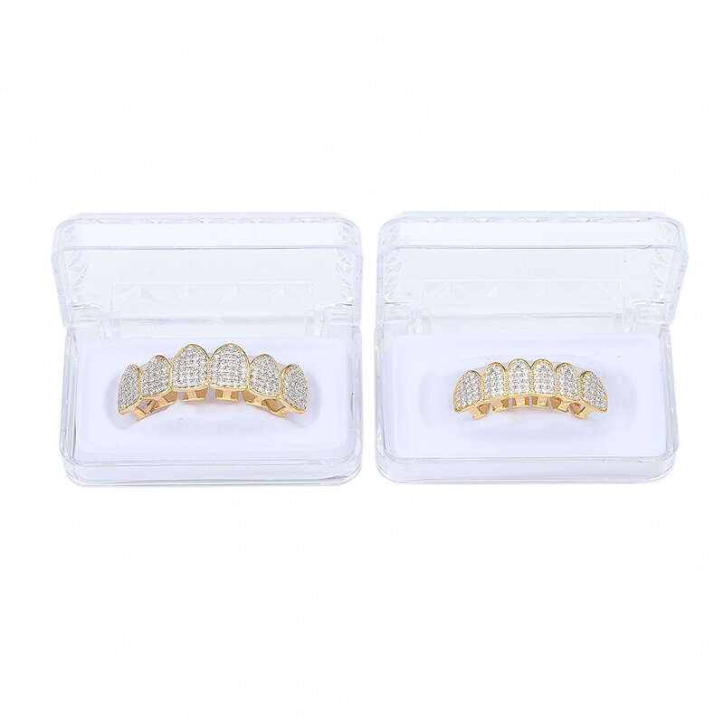 Bellissimi denti Set Hip Hop 6 denti Micro Set zircone Stone TOOth Halloween Dressing personalità esagerata, Set di denti Hip Hop