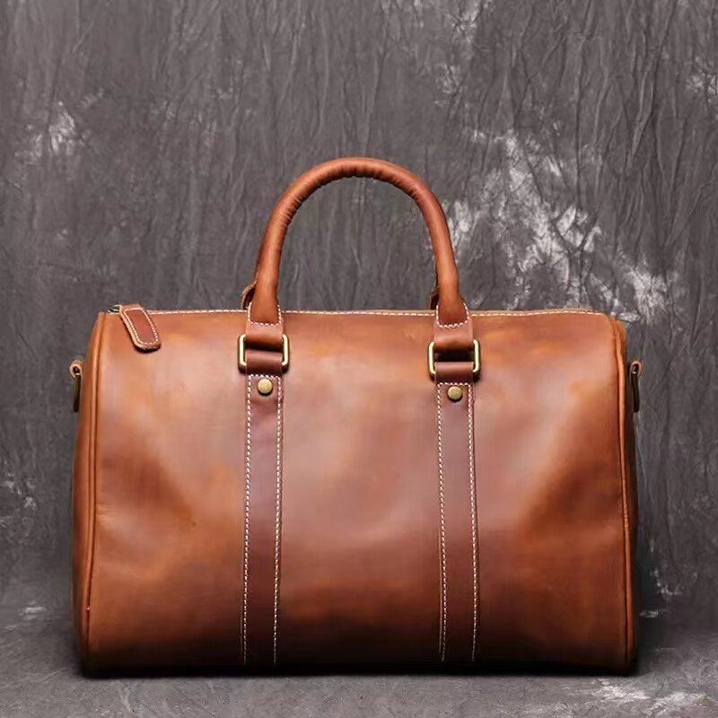 New Men's Bag Genuine Leather Handbag Short Travel Simple Shoulder Messenger Unisex