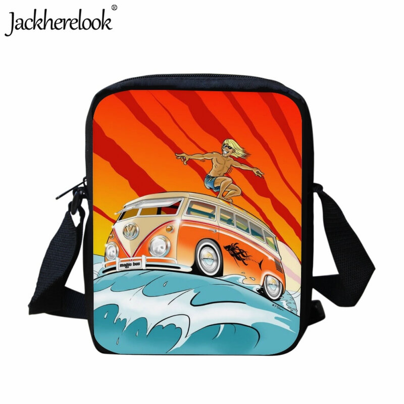 Jackherelook Happy Camping Kids Small Capacity School Bag Leisure Travel Shopping Crossbody Bags Child Lunch Bag Shoulder Bag